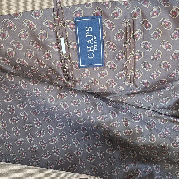 CHAPS MEN'S BLAZER SUIT SPORT COAT TAN CLASSIC CORDUROY PAISLEY LINED NWT 46R - Picture 4 of 9